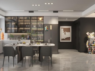 现代客餐厅3D模型下载